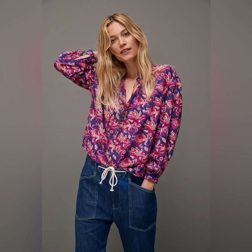 Anthropologie Pilcro Lucille Peasant Blouse, Size XS